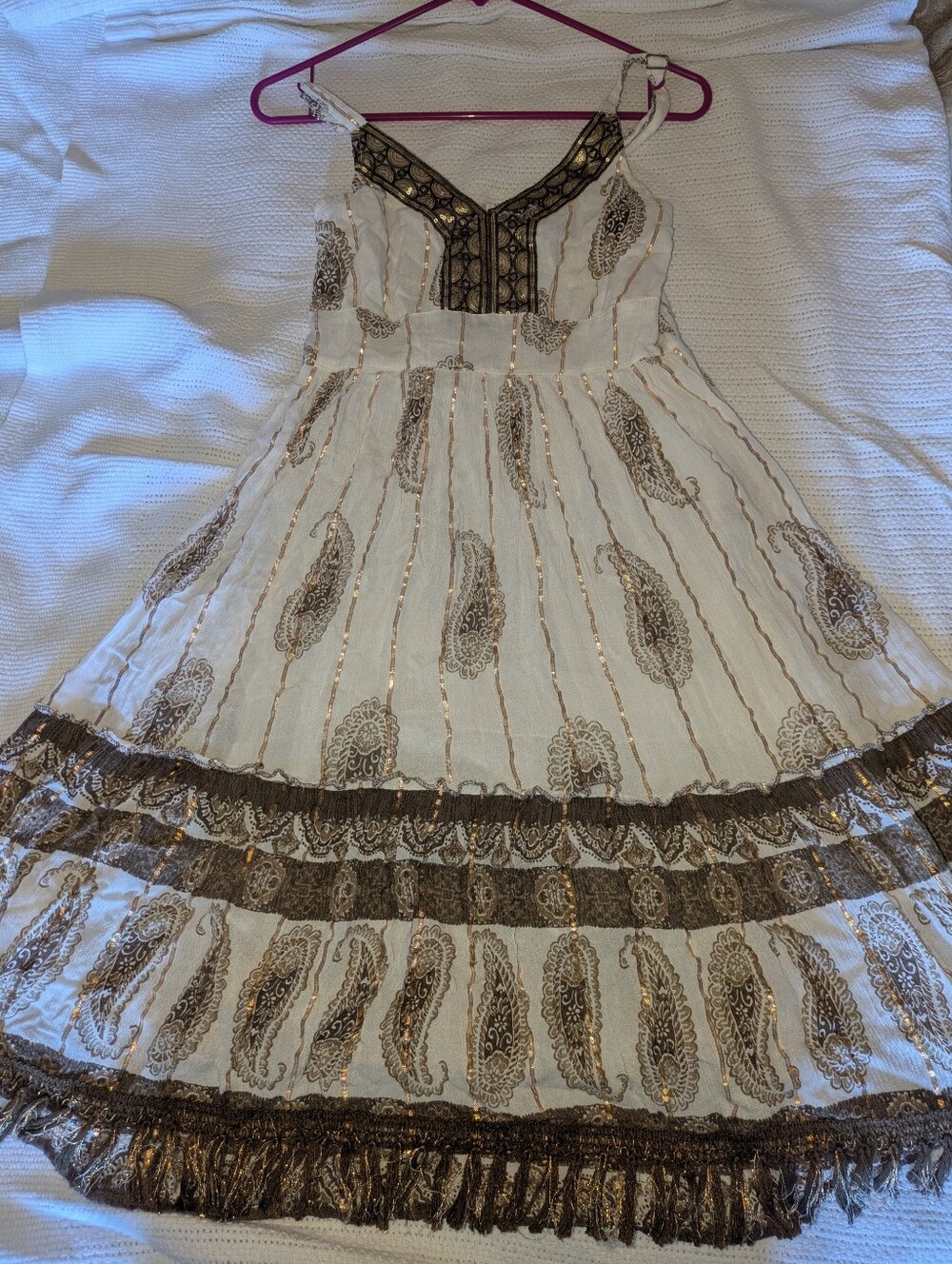 Boho White And Brown Dress Made In India